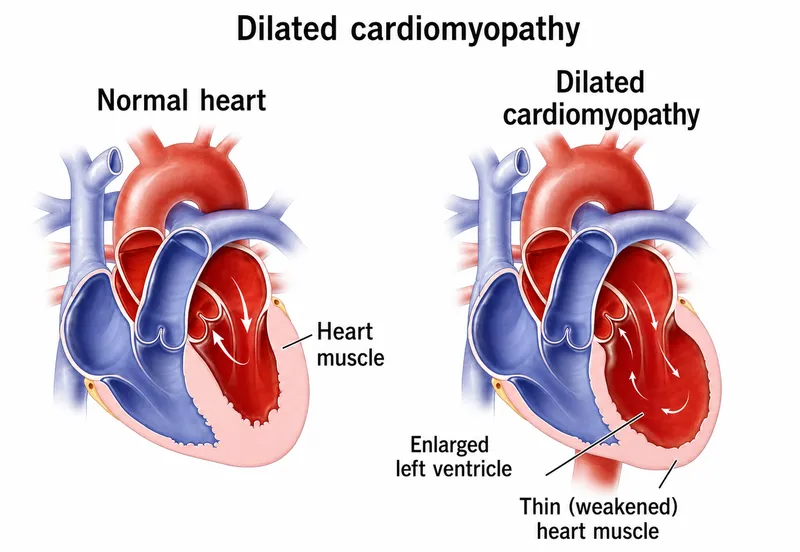Dilated Cardiomyopathy vs Normal Heart