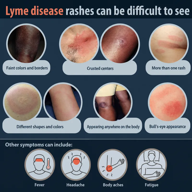 Lyme disease rash variations and common symptoms
