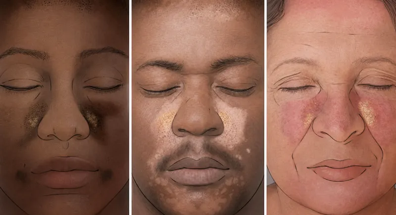Seborrheic dermatitis on face across different skin tones