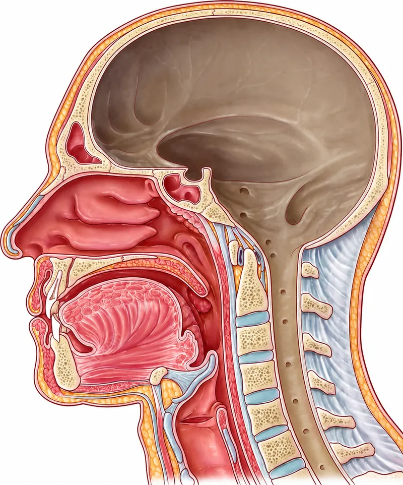 Sagittal view of cranial cavity and brain