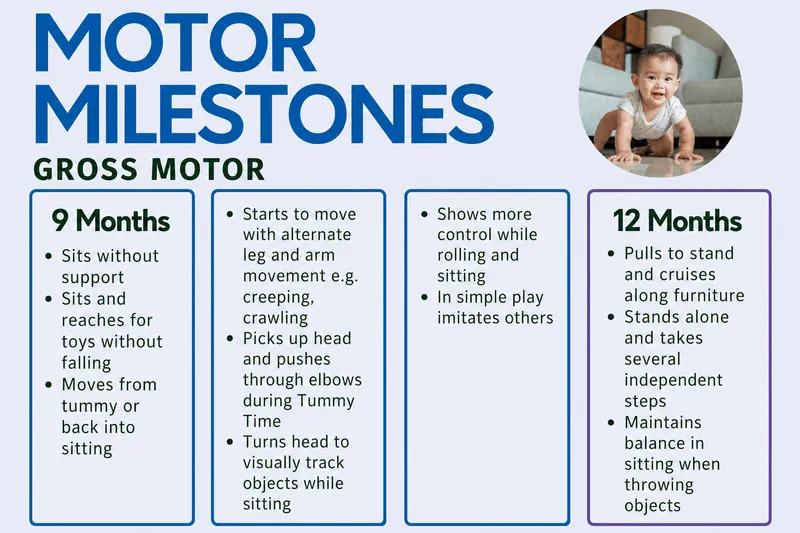 Gross Motor Milestones: 9 and 12 Months