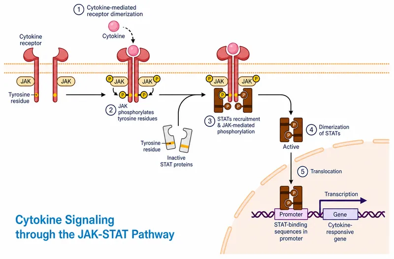 JAK-STAT pathway: cytokine signaling to gene transcription