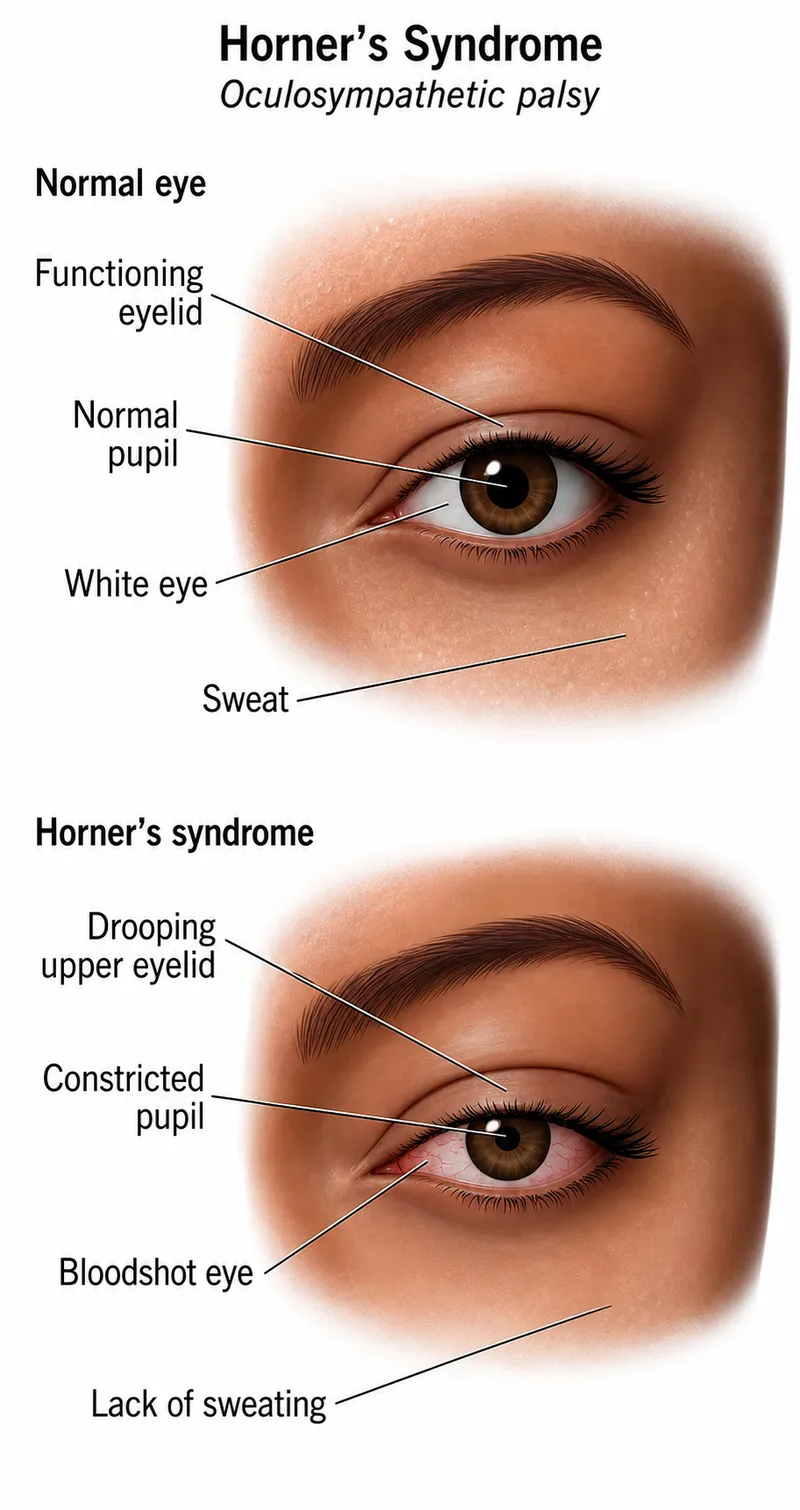 Horner's Syndrome: Normal vs. Affected Eye