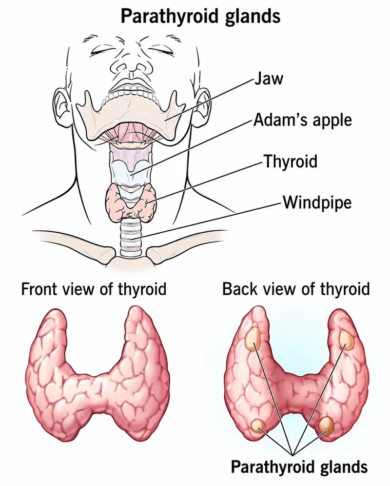 Parathyroid glands location on thyroid gland