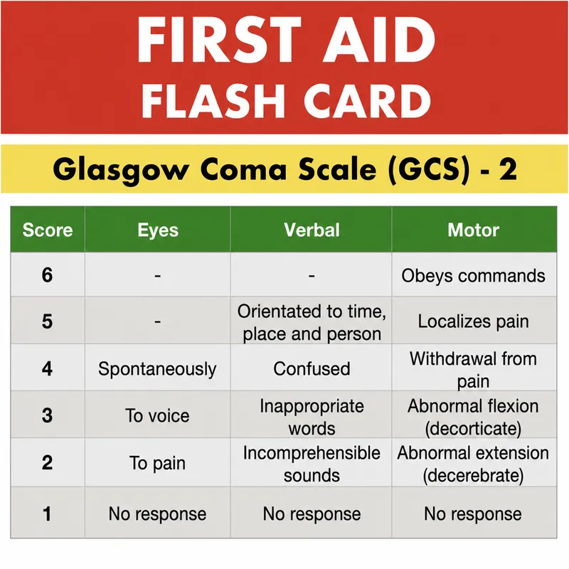 Glasgow Coma Scale (GCS) Scoring Chart