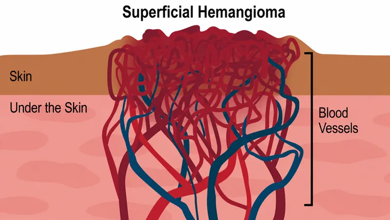 Diagram of superficial hemangioma blood vessels