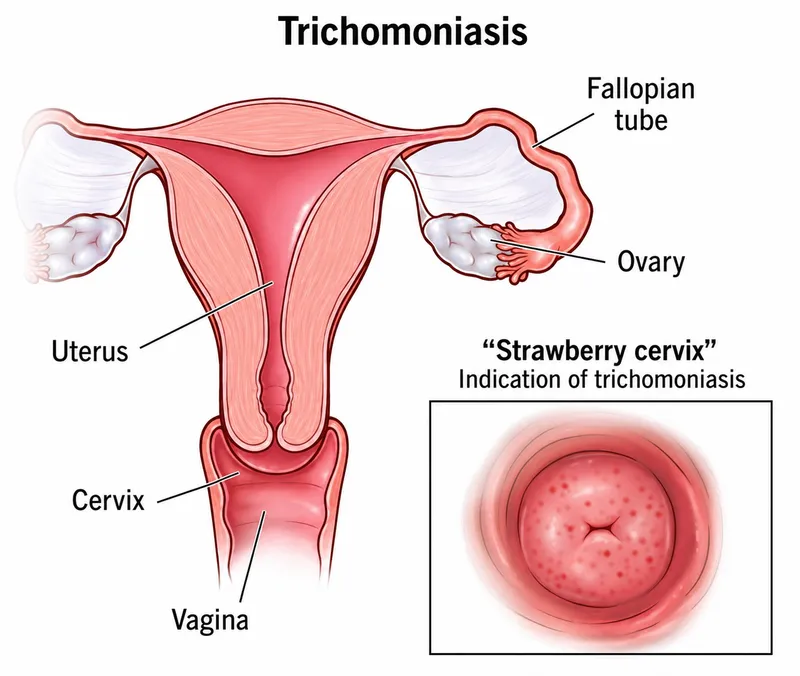 Strawberry cervix indication of trichomoniasis
