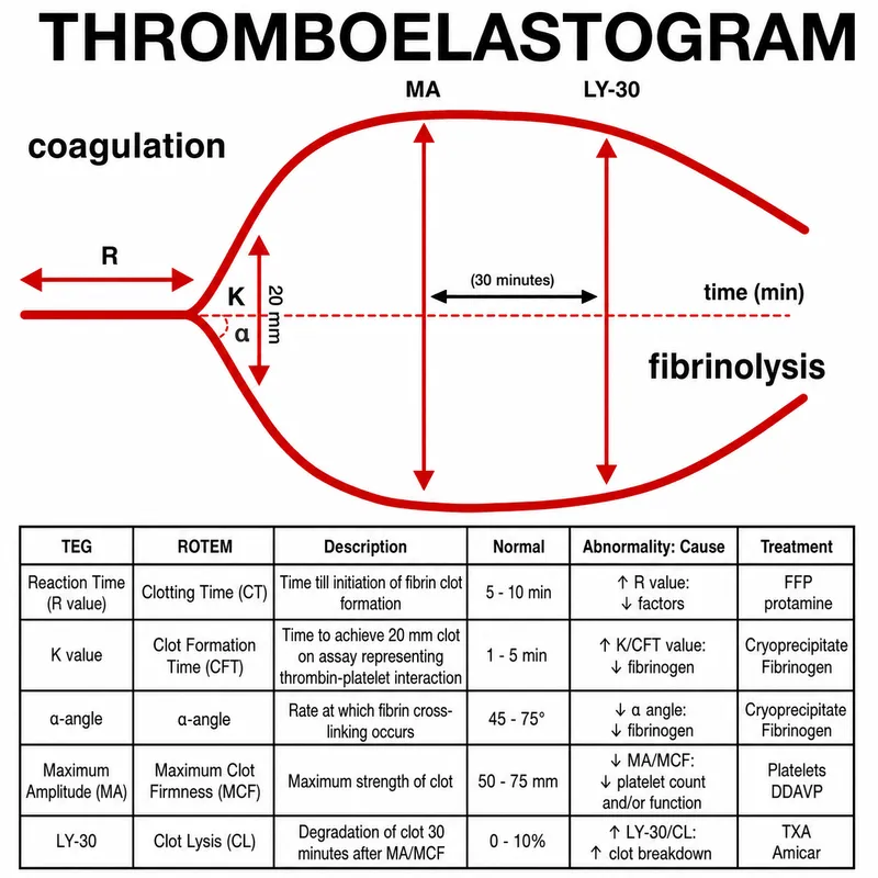 Thromboelastogram (TEG) Interpretation Diagram