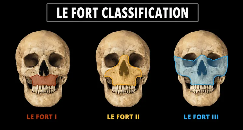 Le Fort I, II, and III Fracture Lines