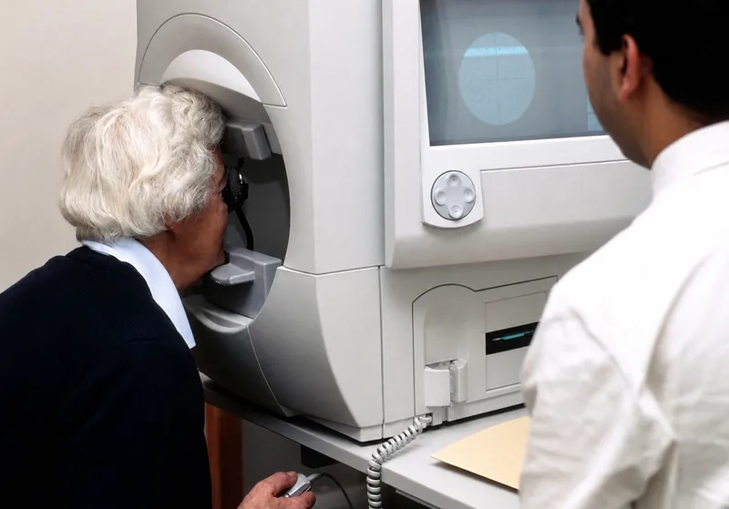 Patient undergoing visual field test