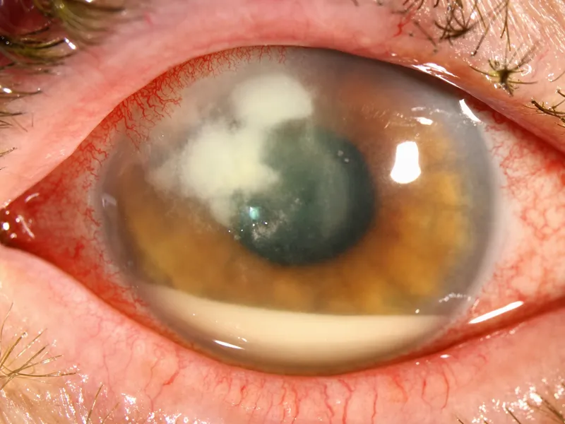 Fungal Keratitis with Feathery Infiltrates and Hypopyon