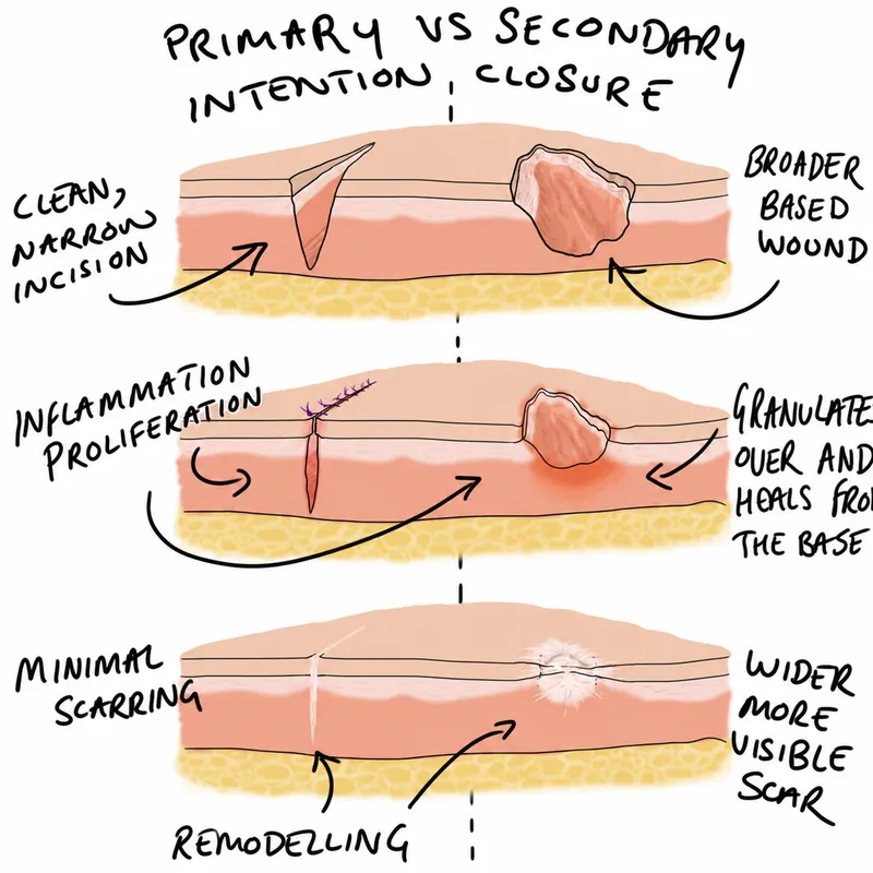 Primary vs. Secondary Intention Wound Healing