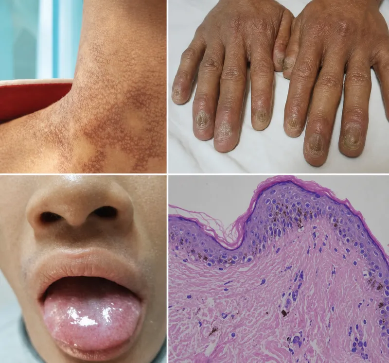 Dyskeratosis Congenita triad: skin, nails, oral leukoplakia