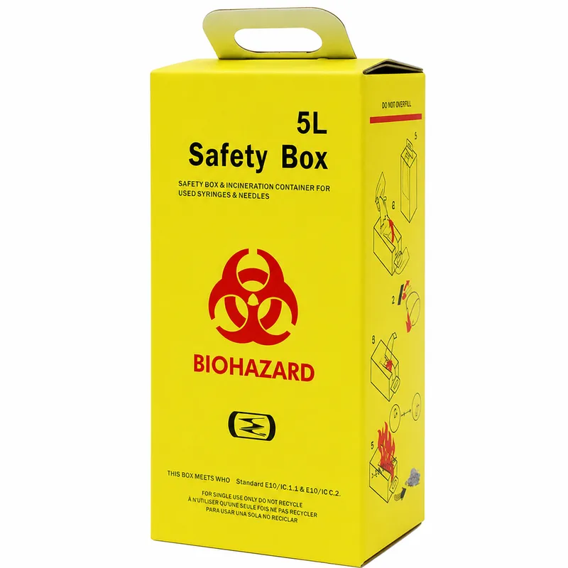 Biohazard sharps disposal container for incineration