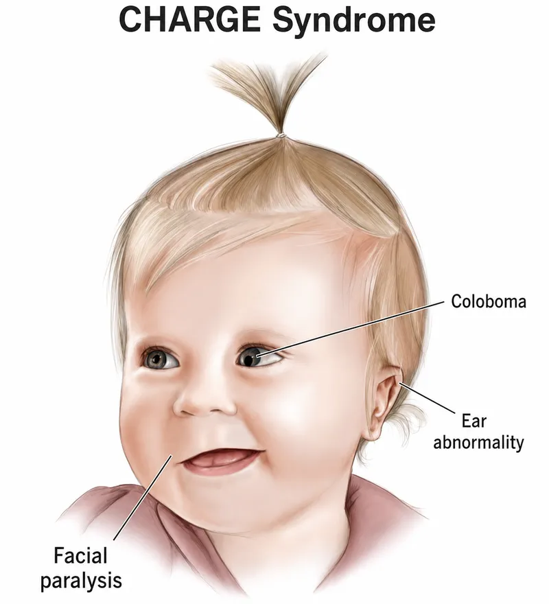 CHARGE Syndrome: Facial features, coloboma, ear abnormality