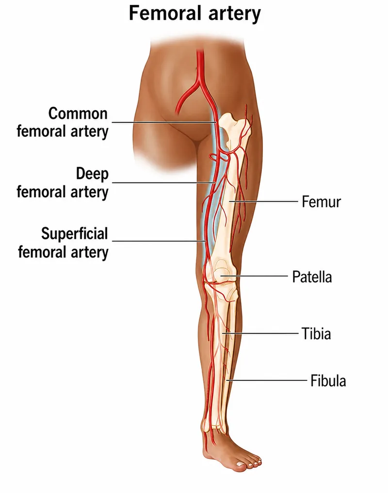 Femoral artery and its branches in the lower limb