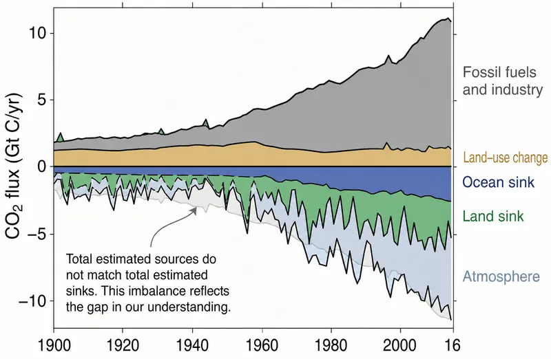 Carbon Dioxide Sources and Sinks Over Time