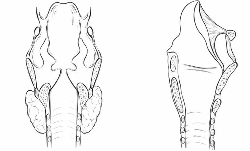Larynx anatomy sagittal and coronal views