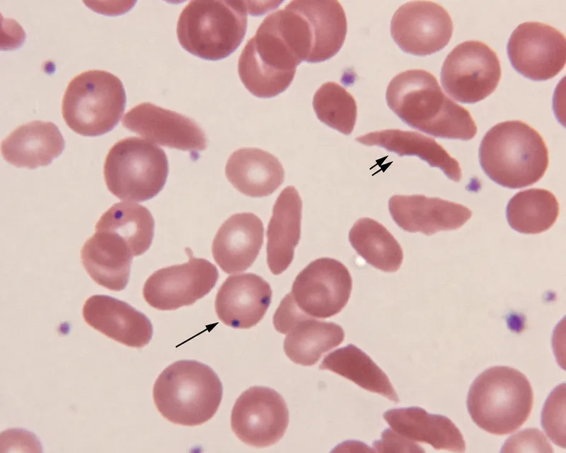Sickle cells and Howell-Jolly bodies