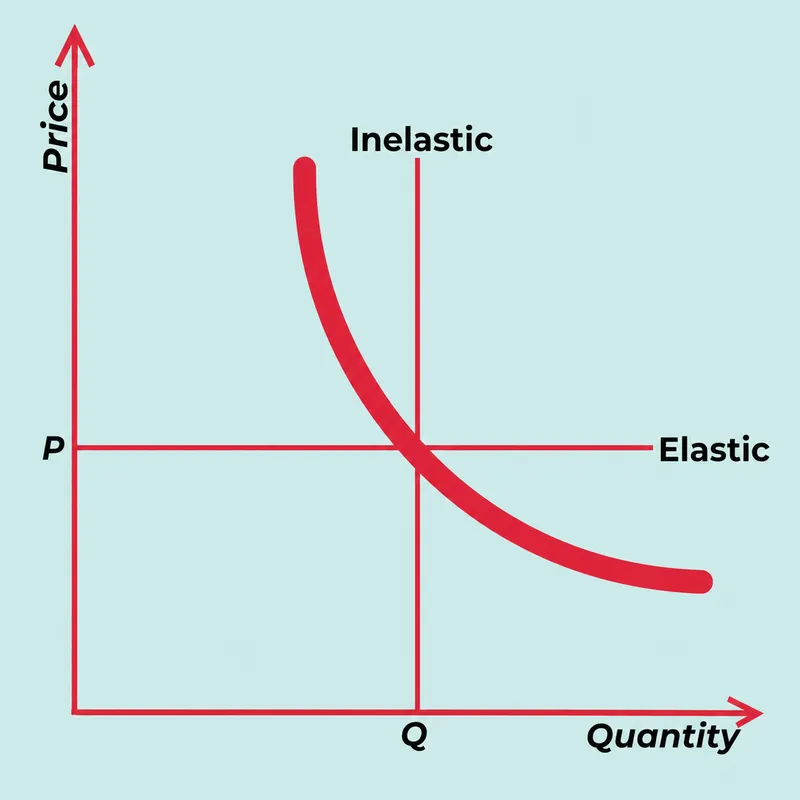 Elasticity curve showing inelastic and elastic demand