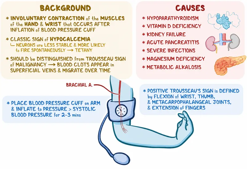 Trousseau's Sign of Latent Tetany: Causes and Mechanism