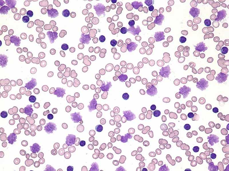 Figure 2: Blood film showing thrombocytopenia with large platelets