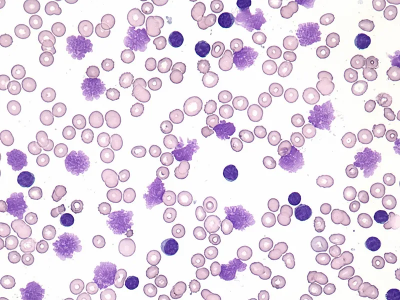 Figure 2: Blood film showing thrombocytopenia with reduced platelet count