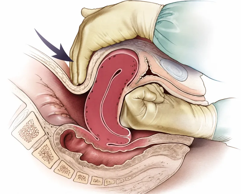 Bimanual uterine compression for uterine atony