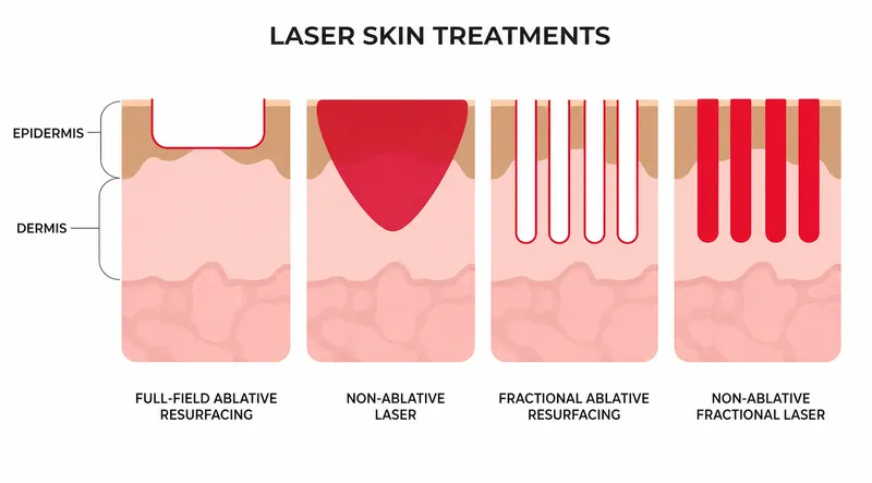 Laser skin treatment types and penetration depths