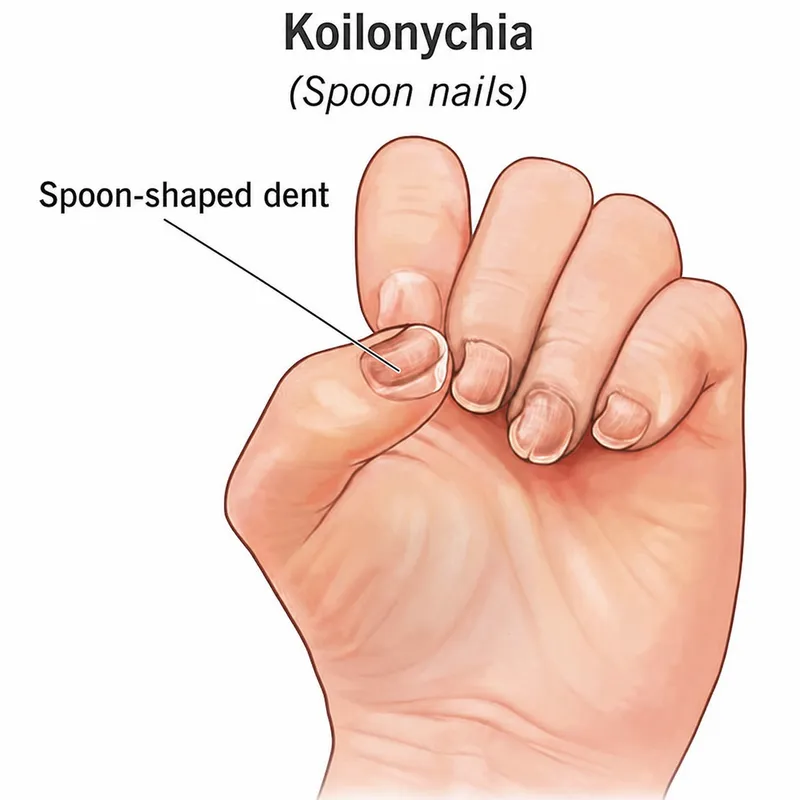 Koilonychia (Spoon Nails) in Iron Deficiency Anemia