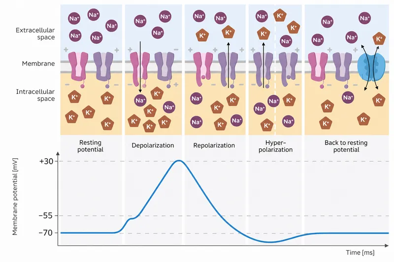 Action potential graph with ion channel states