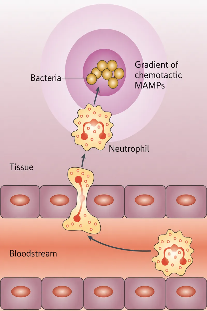 Neutrophil chemotaxis to bacteria