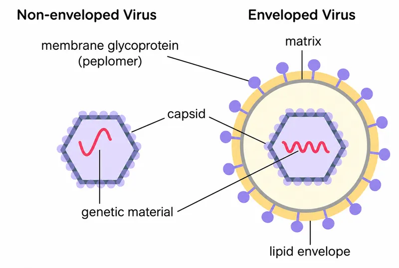 Non-enveloped vs. Enveloped Virus Structure
