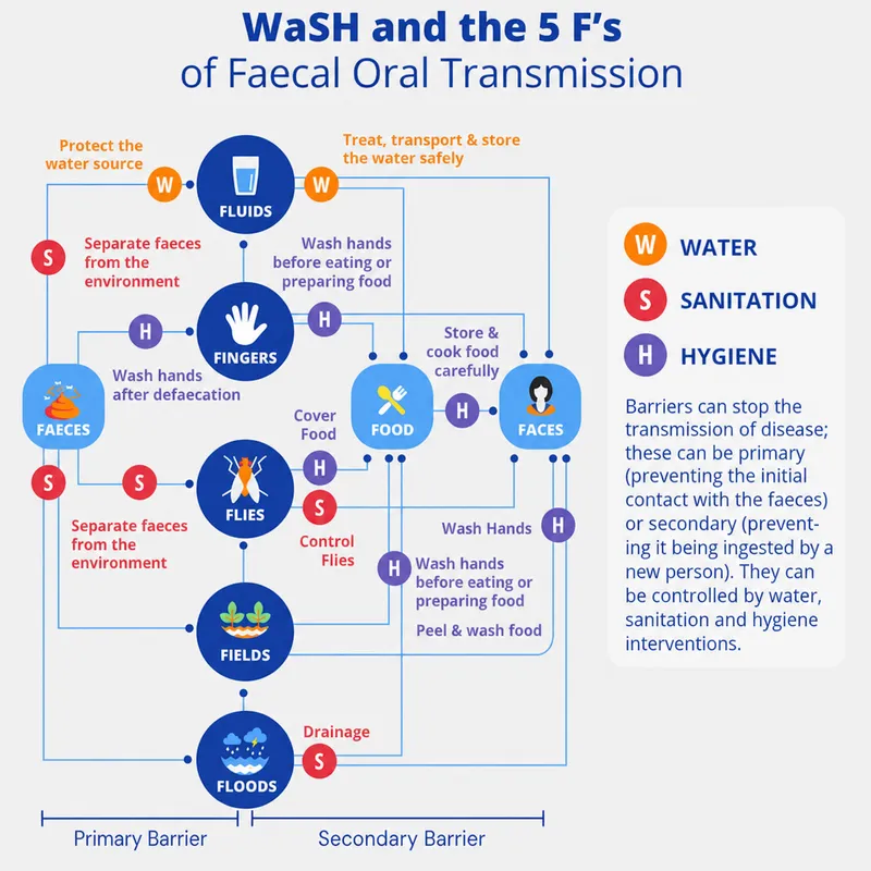 WaSH and 5 Fs of Fecal-Oral Transmission