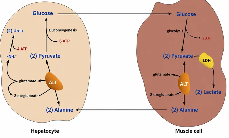 Glucose-Alanine Cycle: Hepatocyte and Muscle Cell
