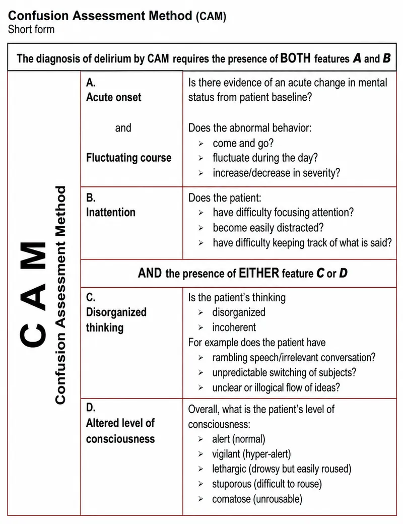 Confusion Assessment Method (CAM) Short Form Criteria