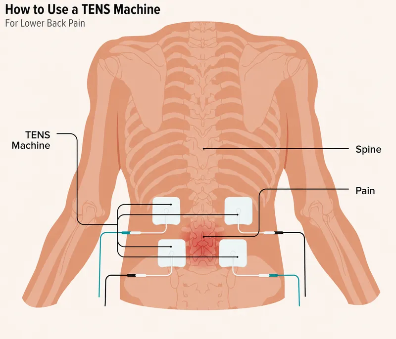 TENS unit electrode placement for lower back pain