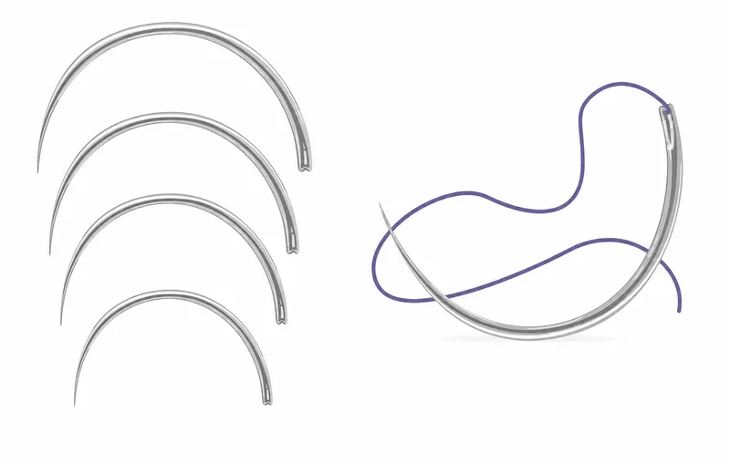 Surgical needles and suture material