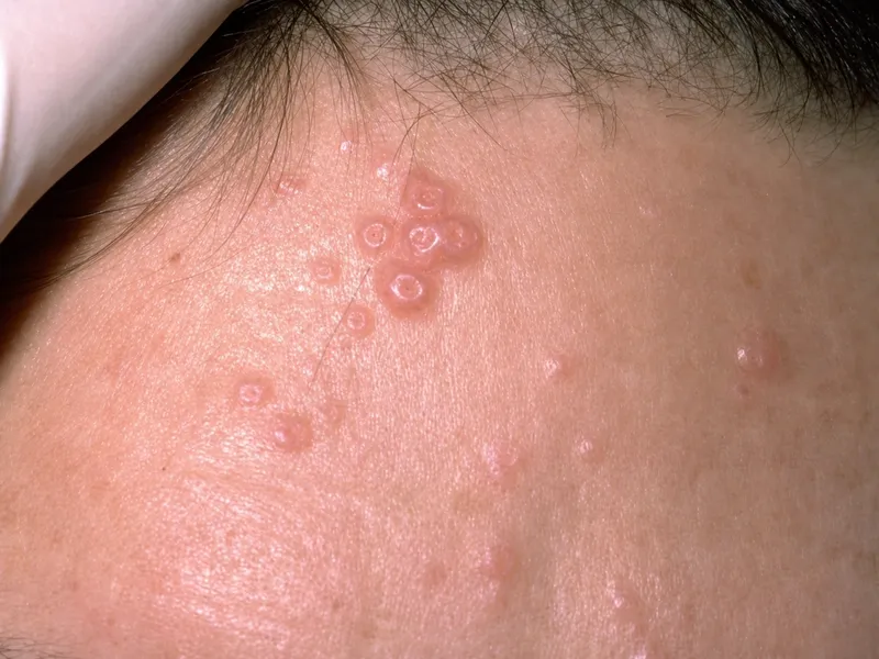 Giant molluscum contagiosum on face